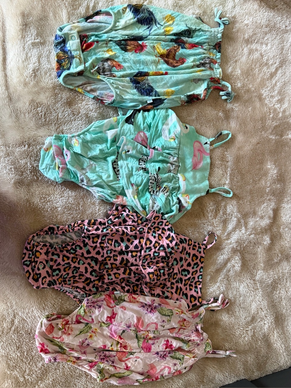 Posh Peanut (4) Lot of Bubble Rompers 6-12 mos